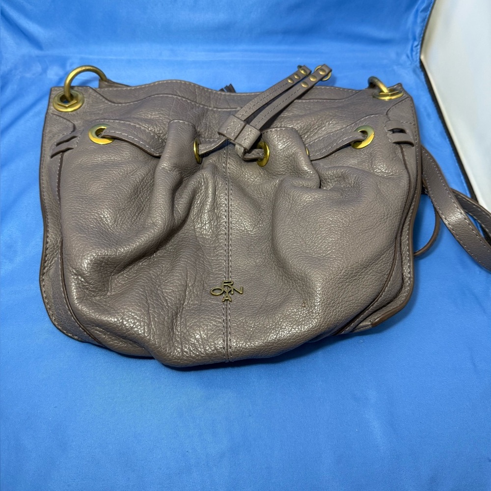 orYANY Celine Italian Grain Leather Crossbody Purse Bag Gray